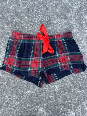 Old Navy Red Green Plaid Pajama Shorts Tartan Sleep Shorts Medium